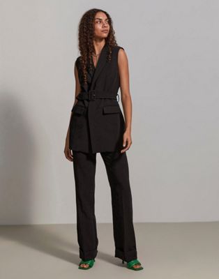 Y.A.S longline tailored waistcoat co-ord in black