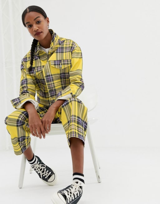 Yellow hot sale check jacket