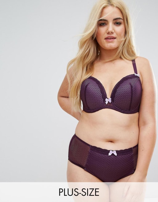 Yours – Set mit BH und Slip aus beerenrotem Netzstoff