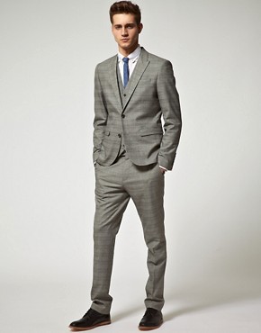 ASOS Slim Fit Grey Check Suit at ASOS