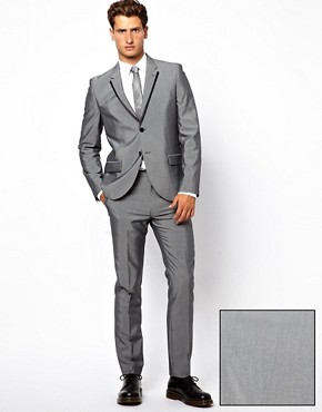 French Connection Slim Fit Tipped Suit in Grey
