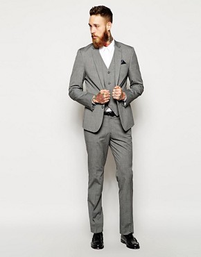 ASOS Slim Fit Suit Gray Pindot