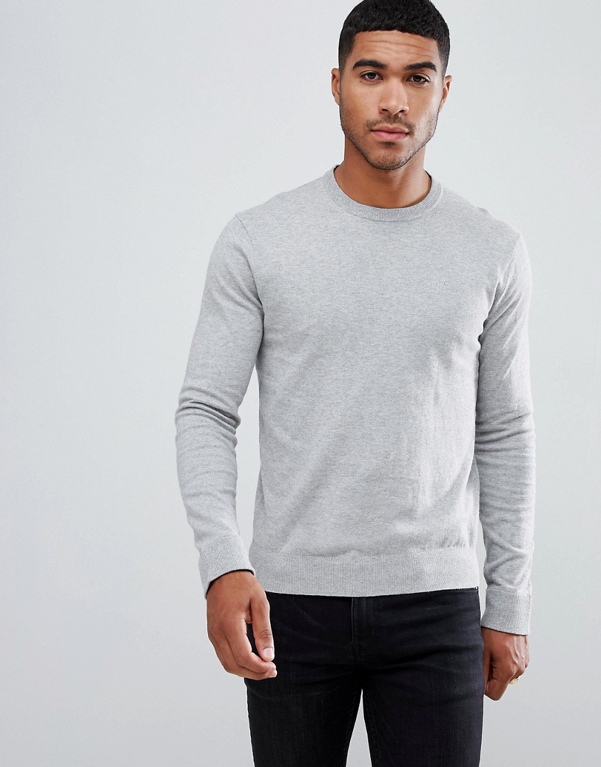 Armani Exchange crew neck cashmere-mix chest logo jumper in grey - Grey