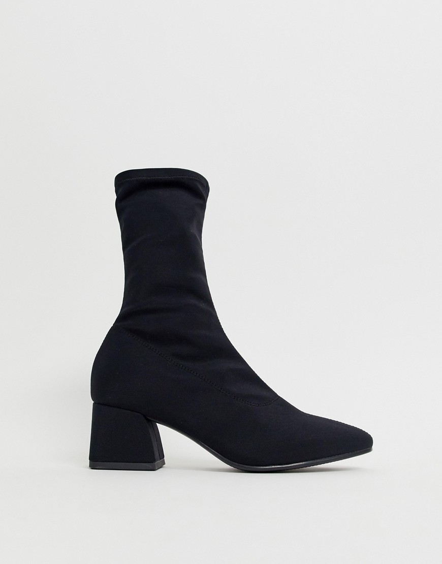 mid block heel sock boots