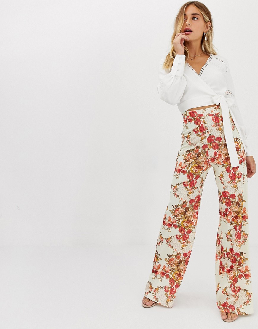 Hope & Ivy wide leg trouser in floral print