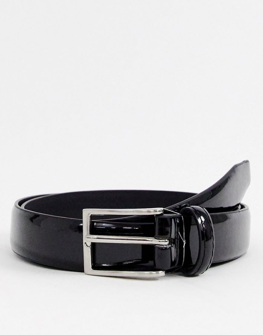 New Look patent belt in black