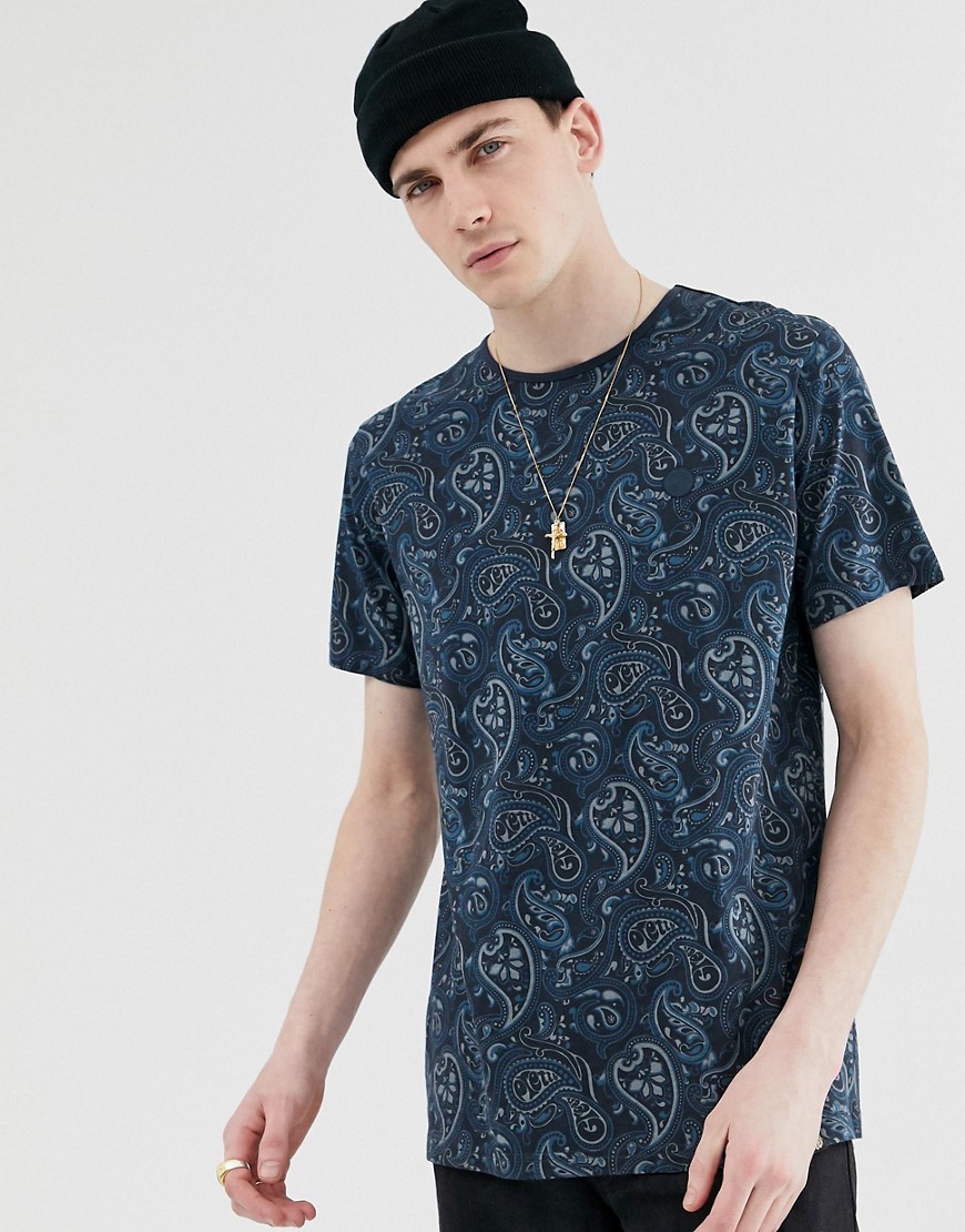 Pretty Green paisley all over print t-shirt in navy