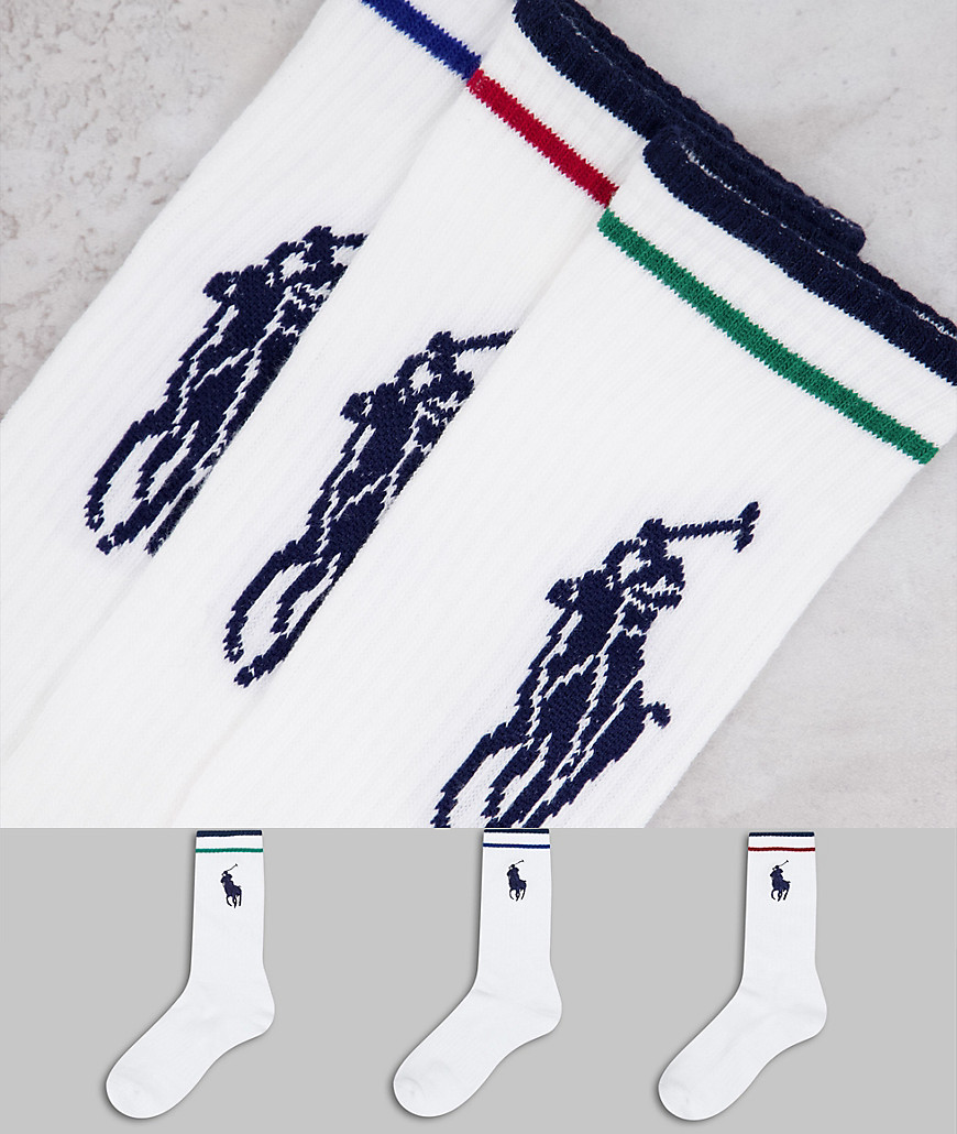 Polo Ralph Lauren large player logo 3 pack socks in white/multi