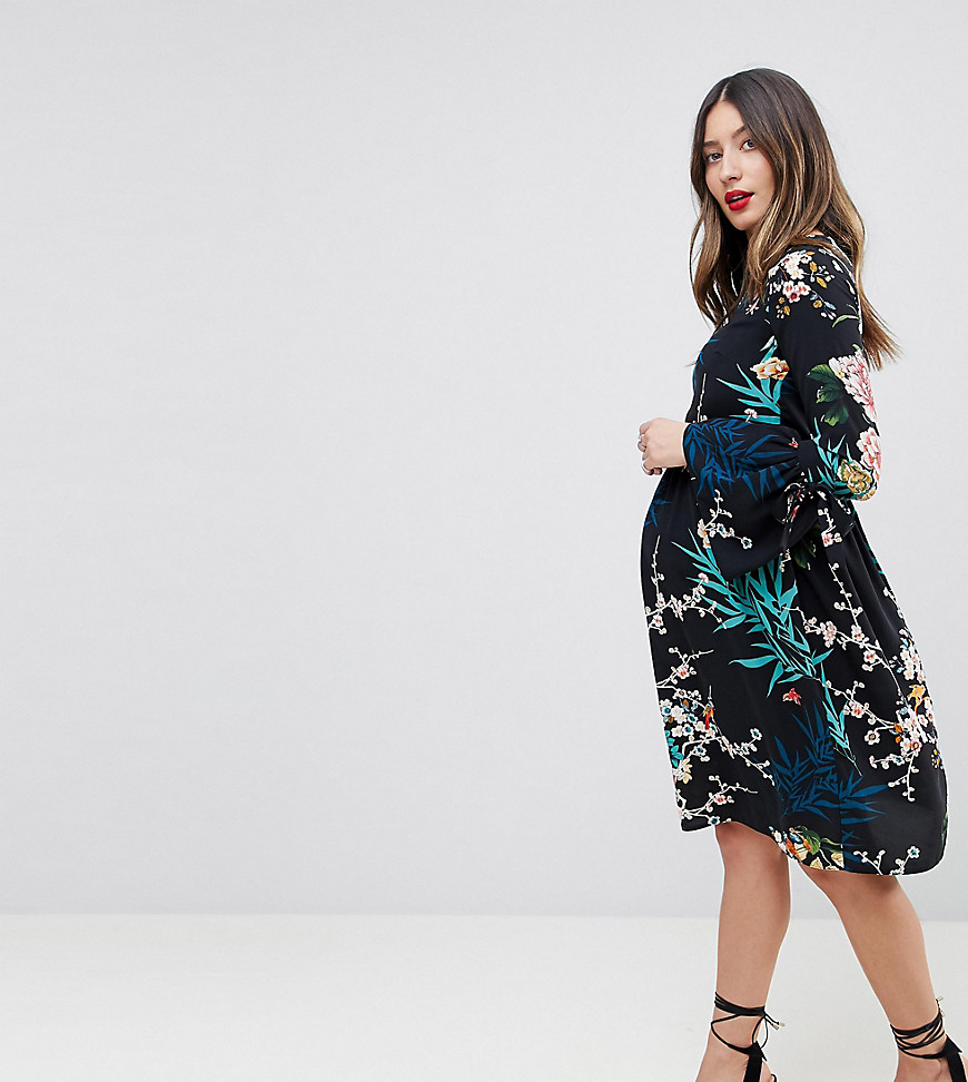 Queen Bee Maternity All Over Floral Printed Skater Dress