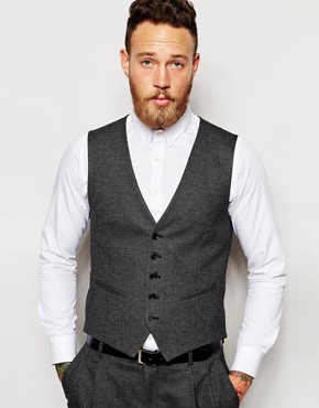 Selected Homme Waistcoat with Textured Jacquard in Slim Fit