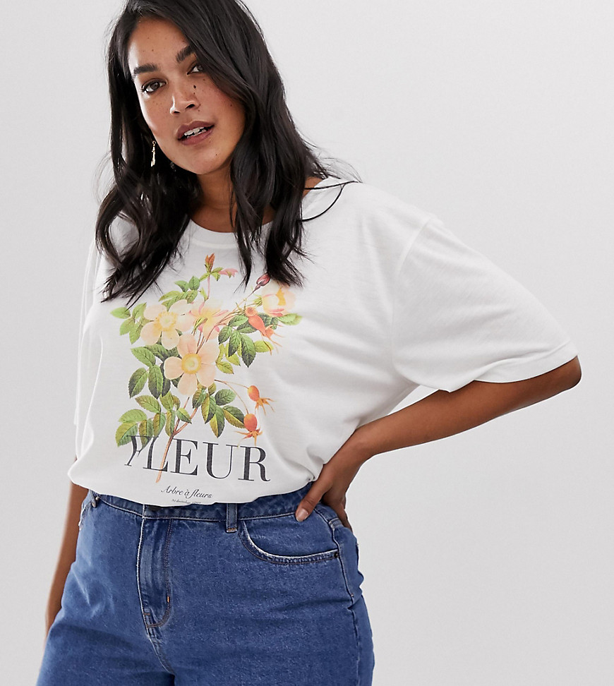 Neon Rose Plus relaxed t-shirt with fleur graphic