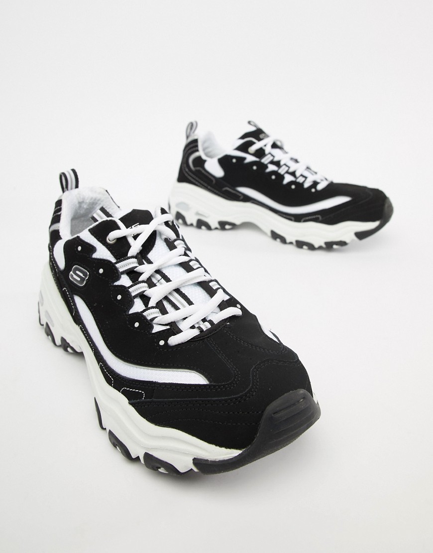 Skechers D'lites trainers in black and white - Black