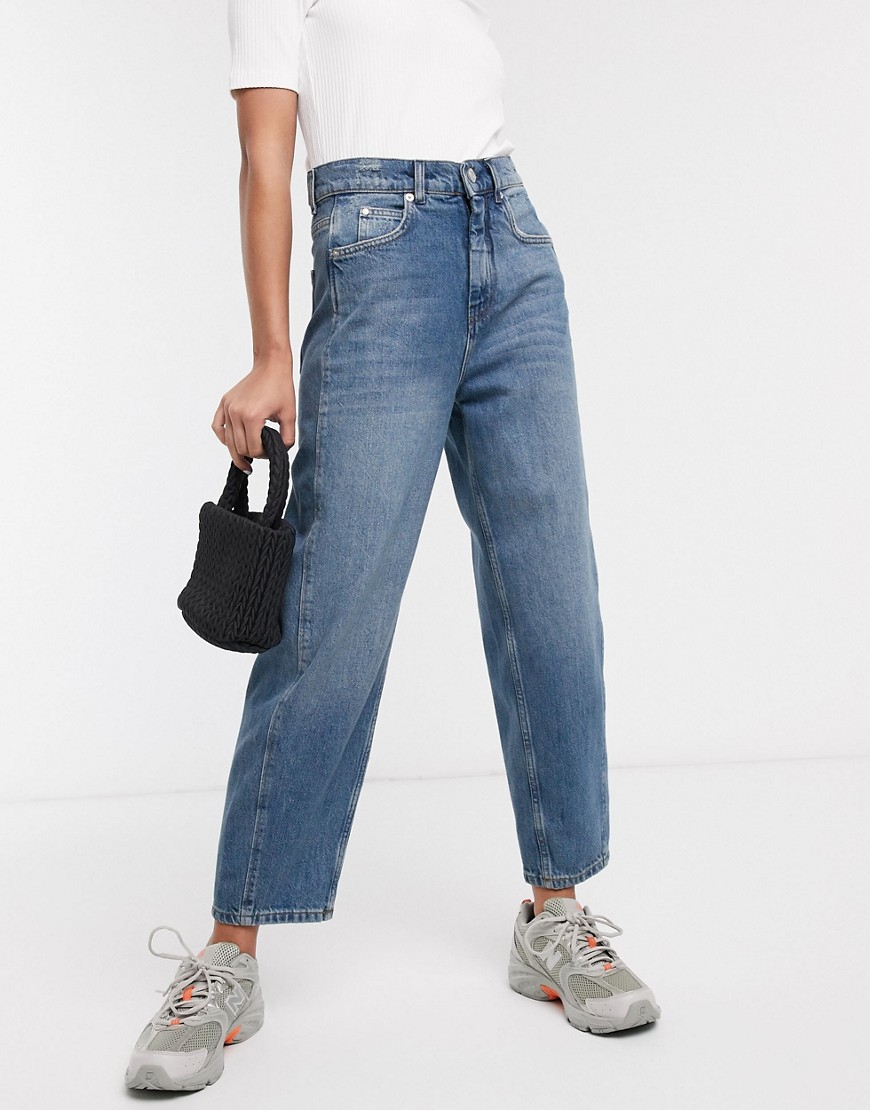Whistles High waist barrel leg jeans in mid wash