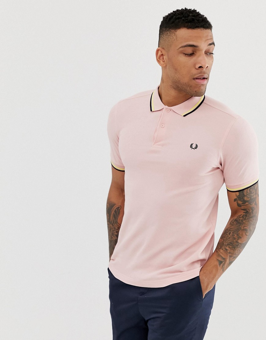Fred Perry Twin Tipped Logo Polo In Pink