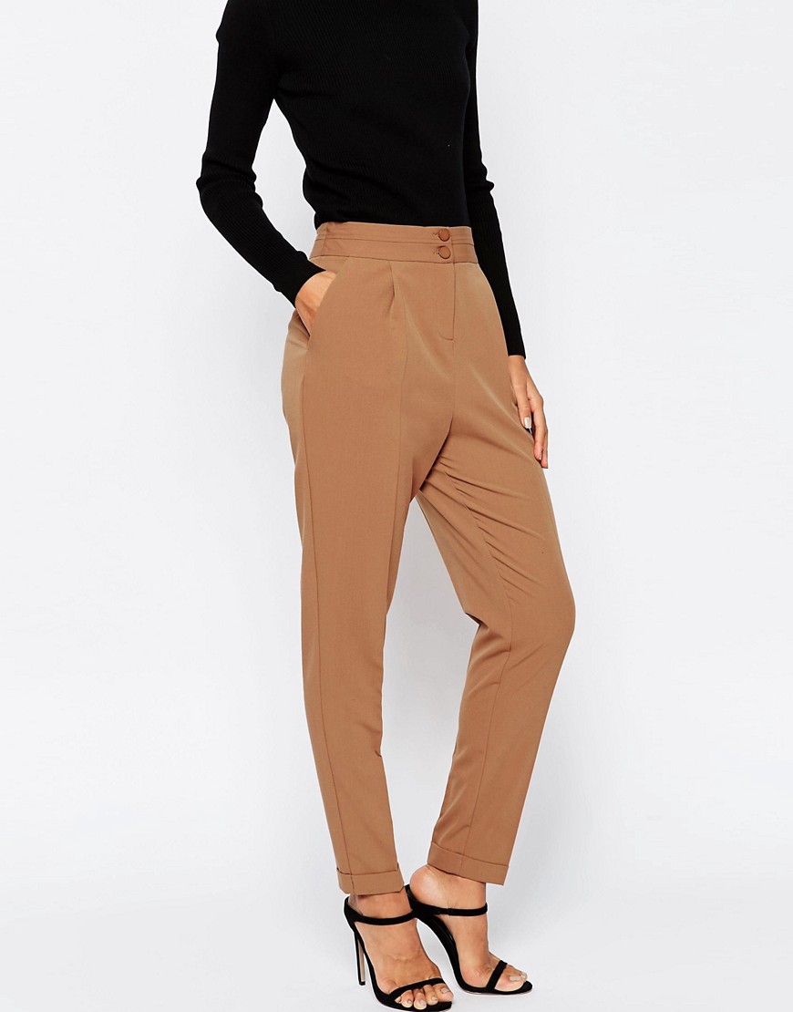 ASOS | ASOS Tailored High Waisted Trousers with Turn Up Detail at ASOS
