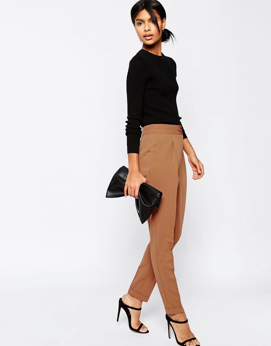 ASOS | ASOS Tailored High Waisted Trousers with Turn Up Detail at ASOS