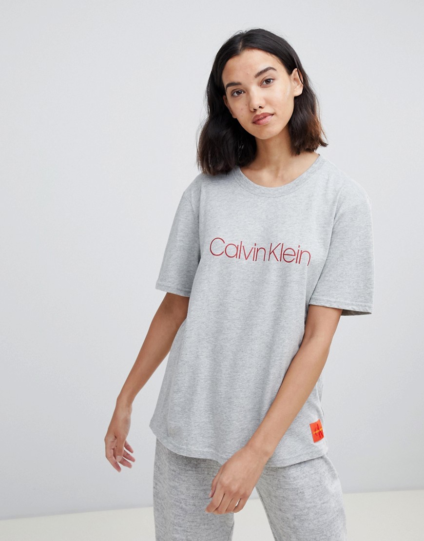 Calvin Klein Monogram crew neck pyjama top in grey