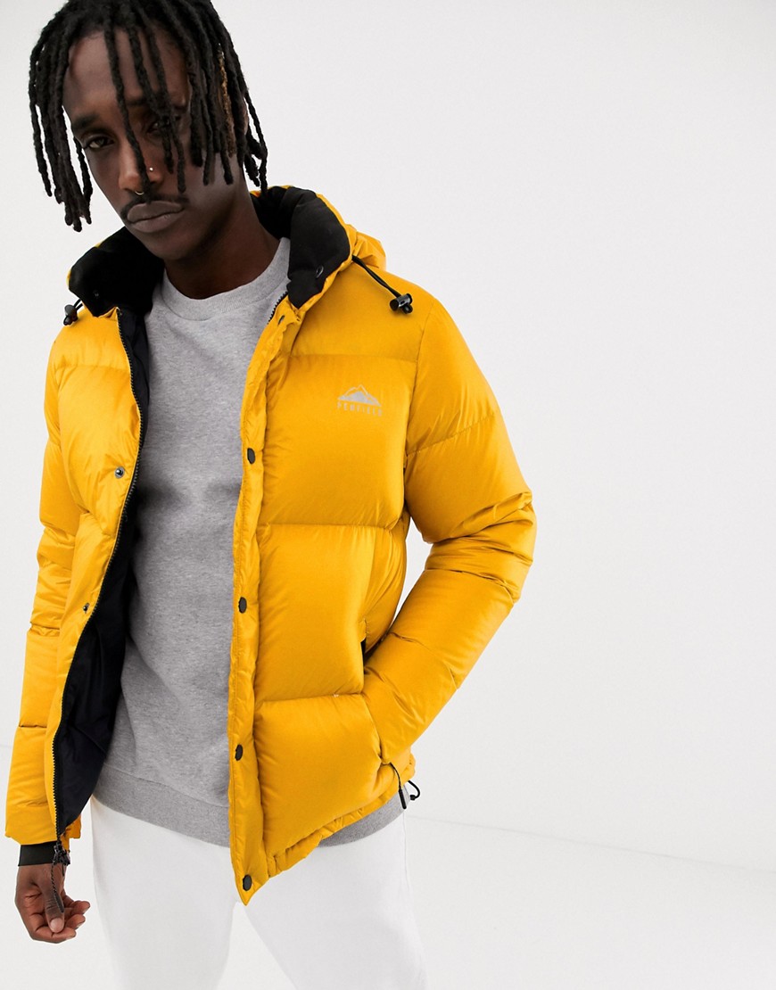 Penfield Equinox puffer jacket detachable hood in golden yellow