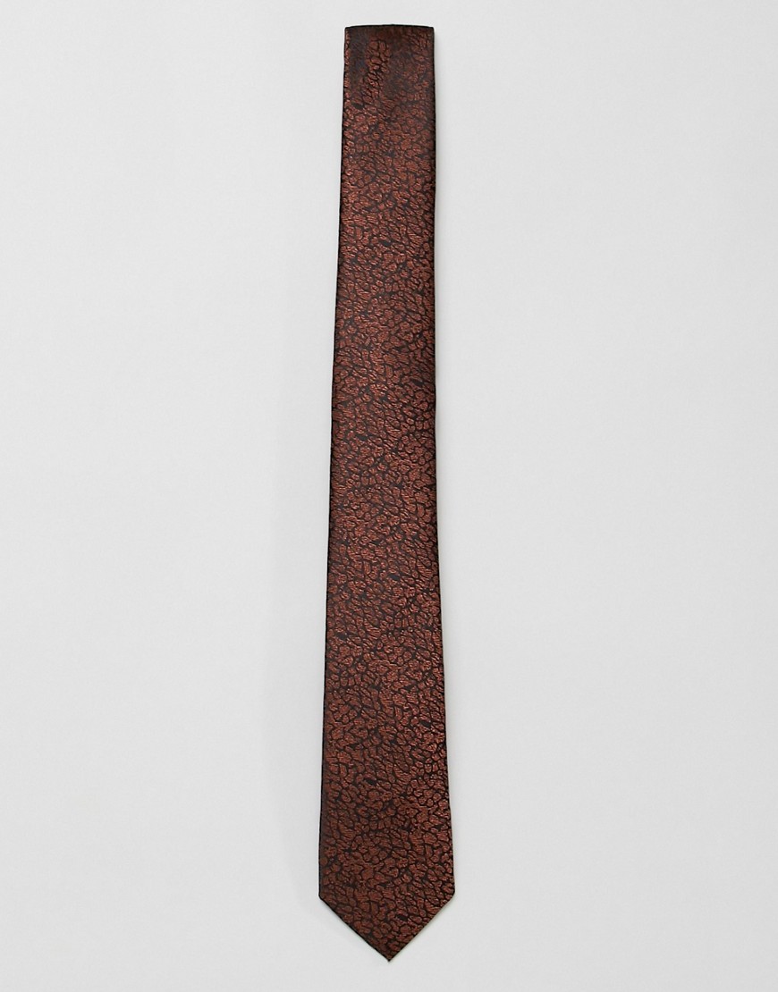 French Connection rust crackle print tie