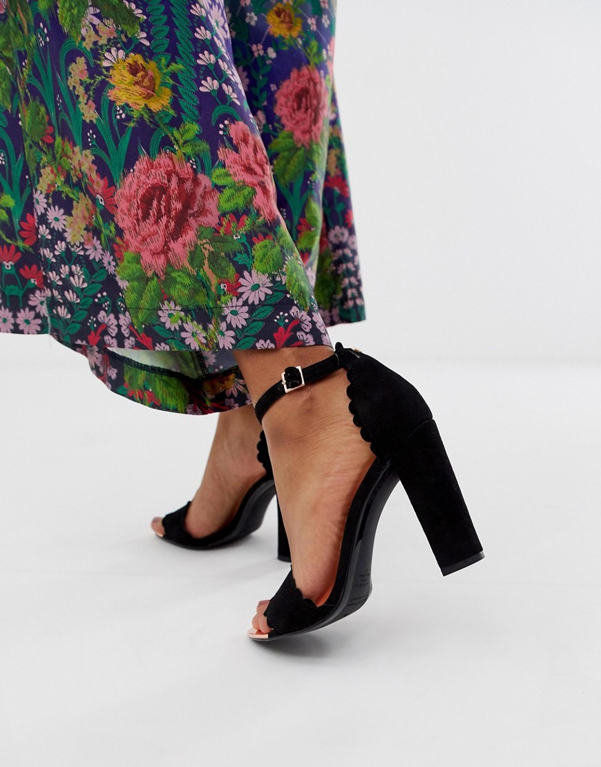 Ted Baker black suede scallop barely there heeled sandals