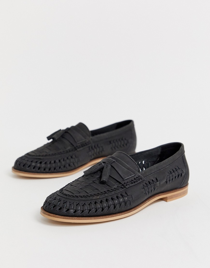 Office Lewisham woven tassel loafers in black leather