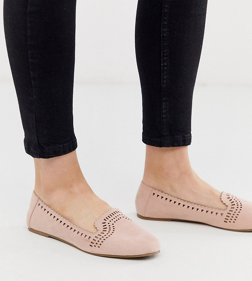 New Look wide fit cut out detail loafer in cream