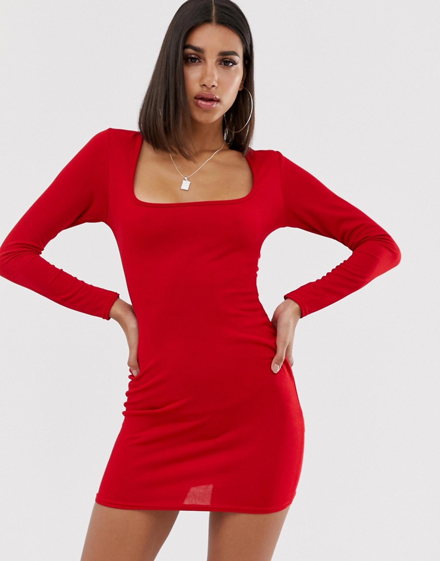 In The Style Scoop Neck Long Sleeve Dress