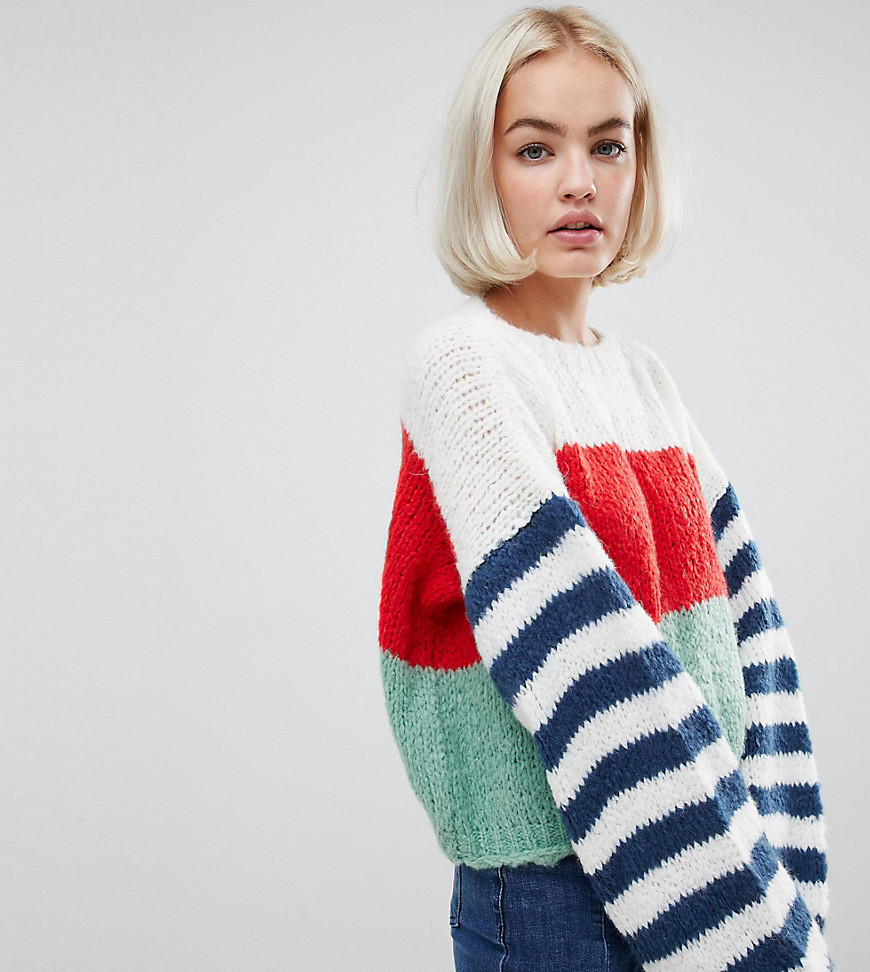 OneOn hand knitted stripe sleeve jumper - Multi stripe