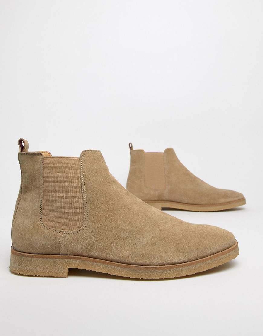 WALK London Hornchurch chelsea boots in stone suede