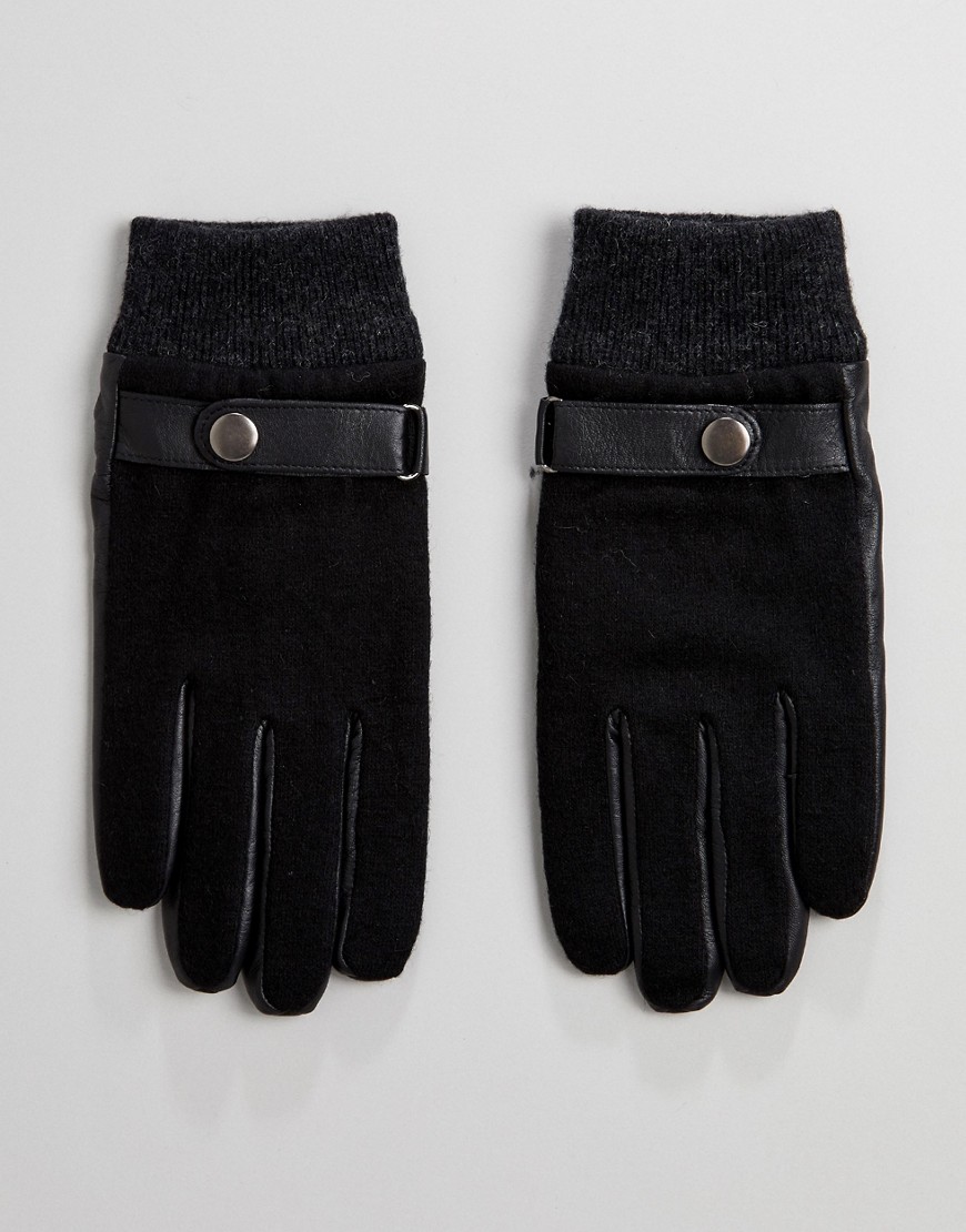 Peter Werth Shearling Leather Gloves In Black - Black