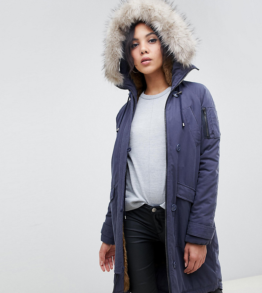 ASOS DESIGN Tall luxe parka with faux fur trim