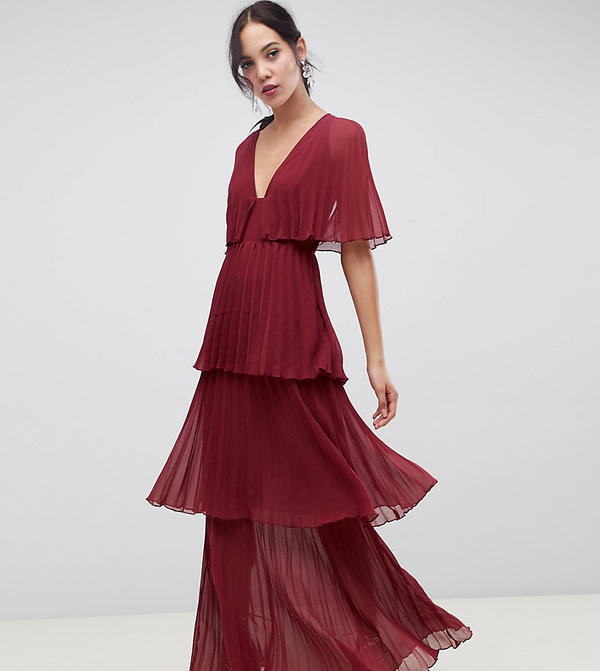 ASOS DESIGN Tall soft pleated tiered maxi dress