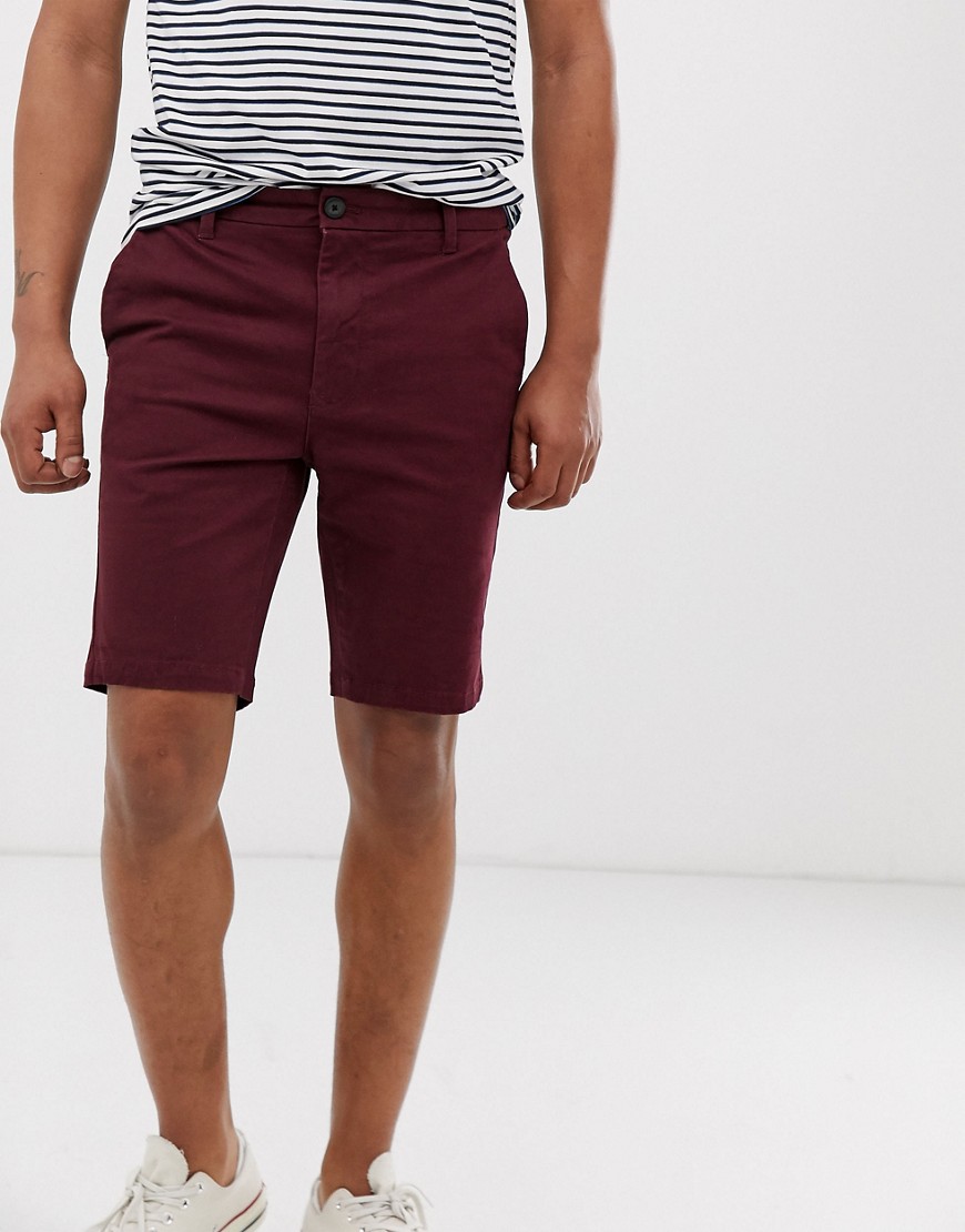 Burton Menswear chino shorts in burgundy
