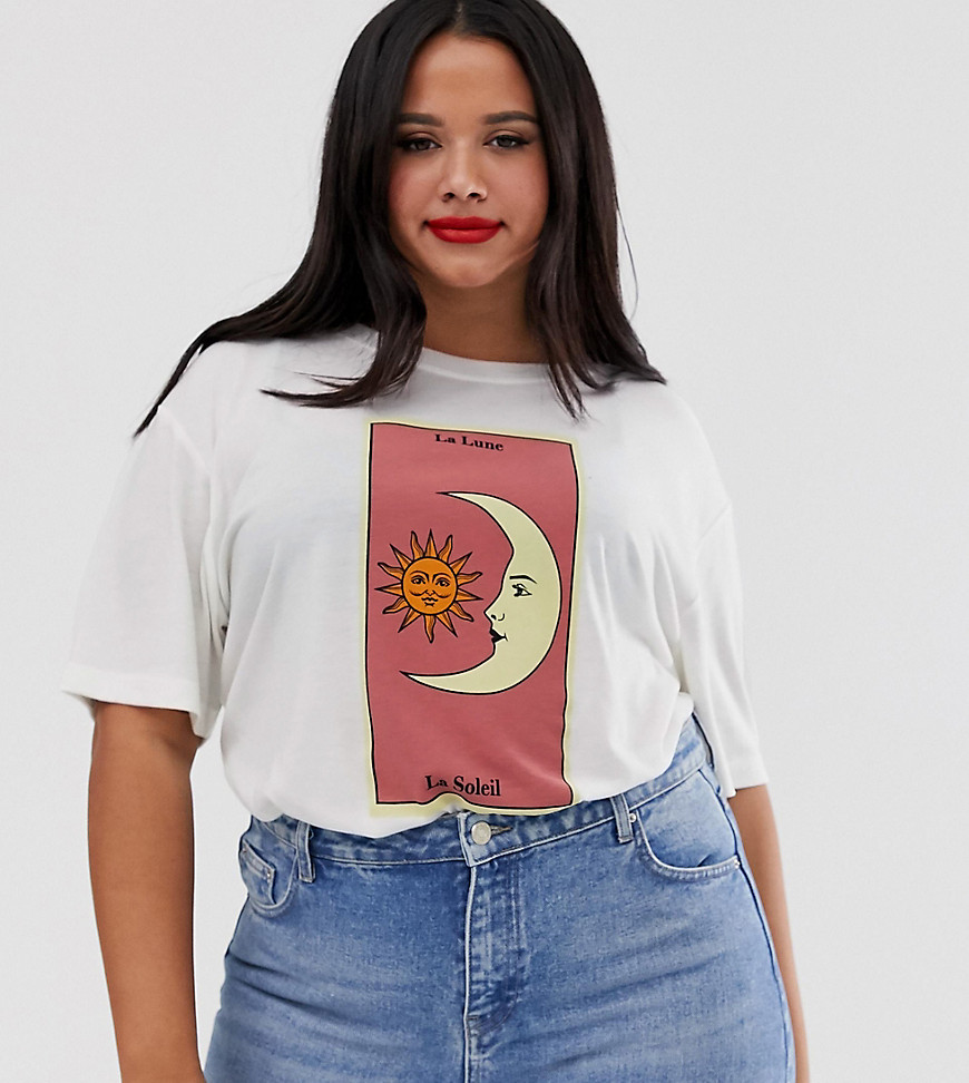 Neon Rose Plus relaxed t-shirt with moon graphic