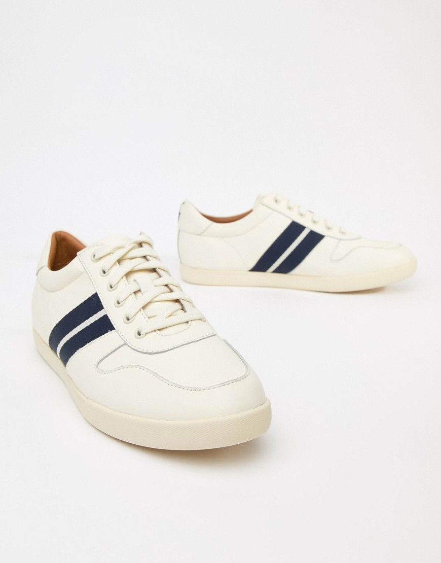 Polo Ralph Lauren camilo leather trainers with navy web stripe in white