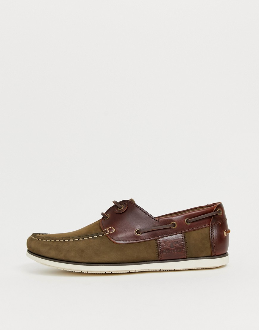 Barbour Capstan leather boat shoes in olive
