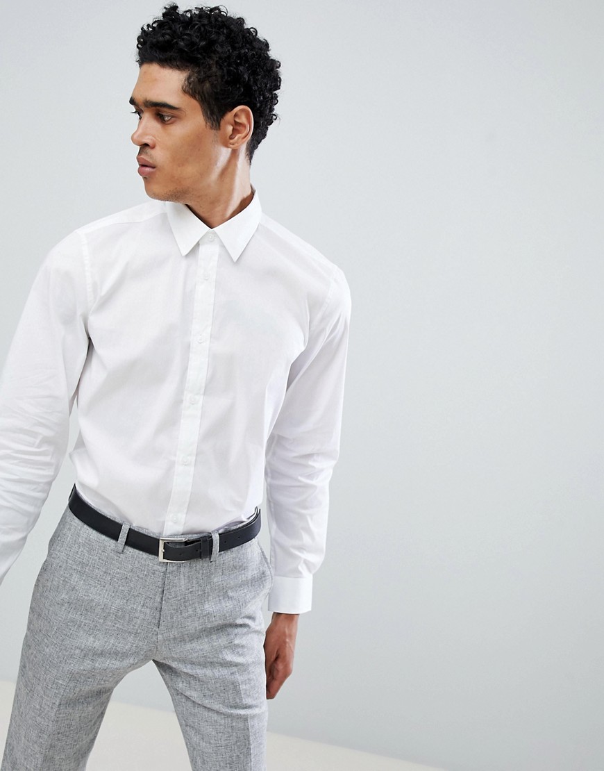 United Colors of Benetton Slim Fit Shirt with Stretch in White - White