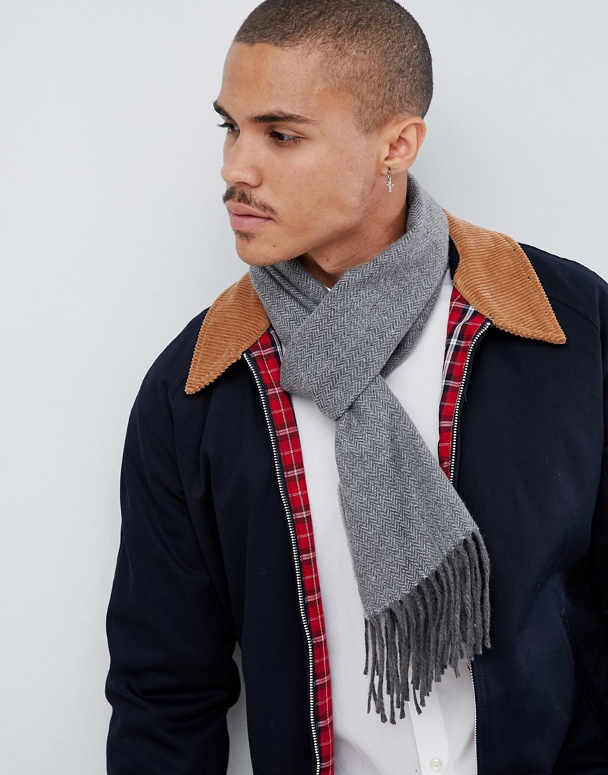 Moss London scarf with herringbone design - Grey