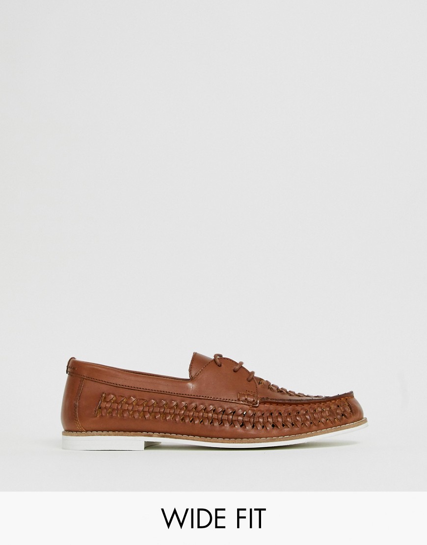 KG by Kurt Geiger wide fit woven shoes in tan leather