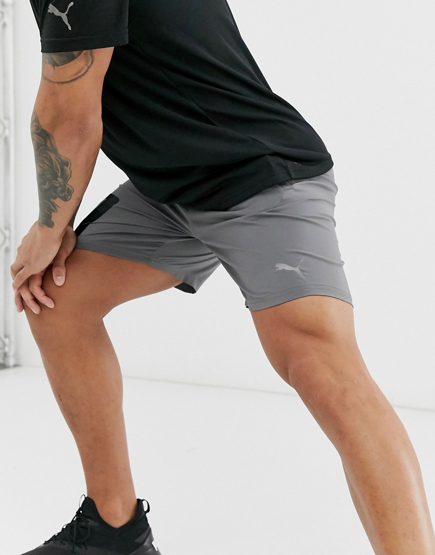 Puma Training collective logo woven shorts in grey