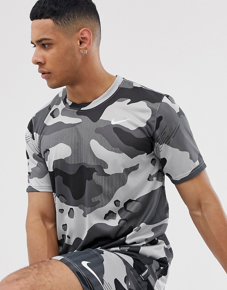 Nike Training camo t-shirt in grey