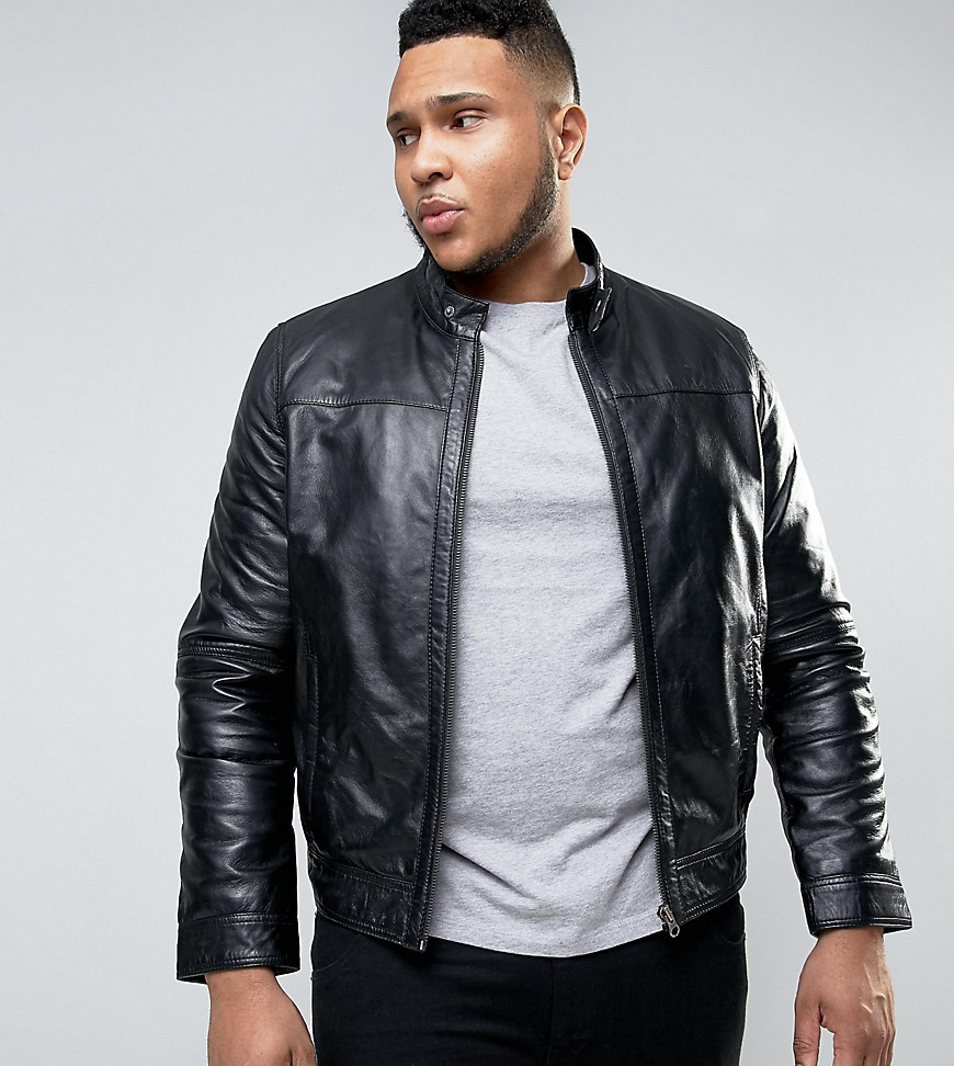 Barneys PLUS Premium Nappa Leather Biker Jacket - Black