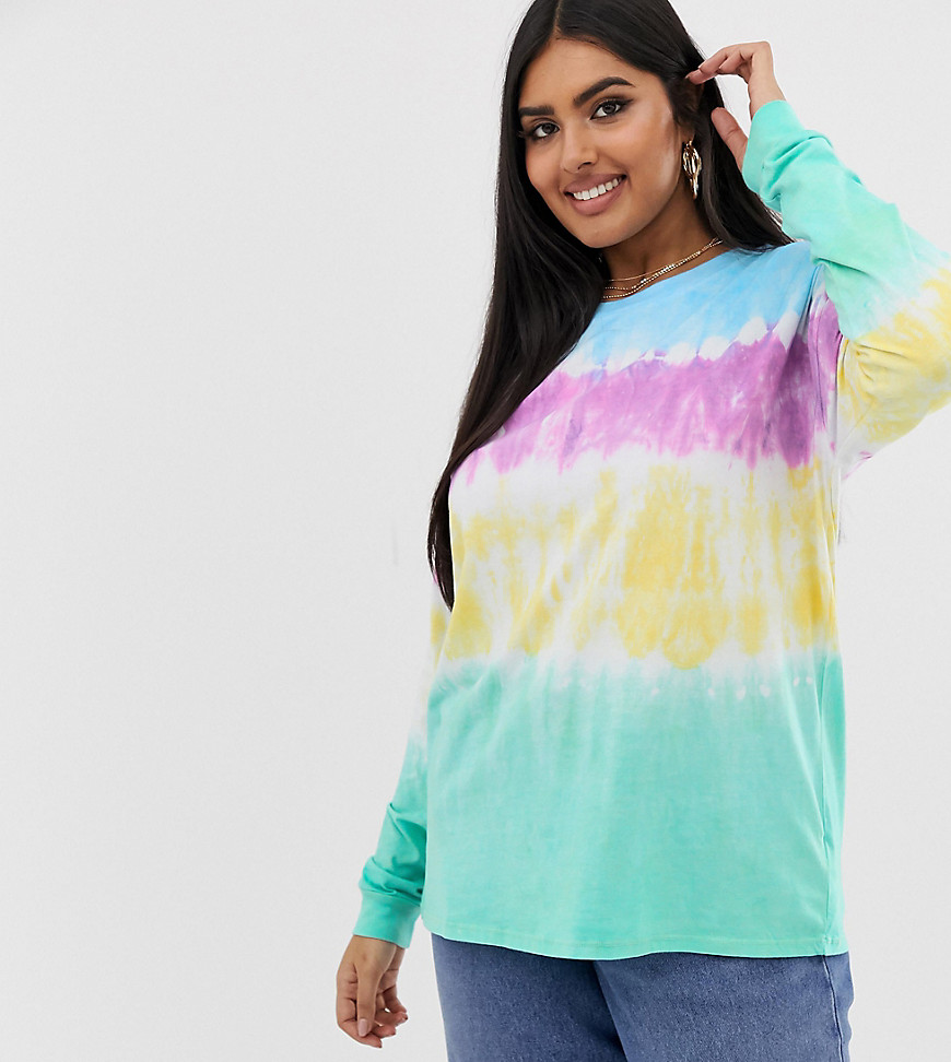 ASOS DESIGN Curve relaxed long sleeve t-shirt in tie dye