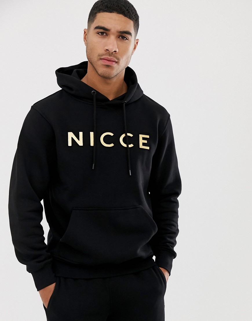 Nicce hoodie in black with gold logo