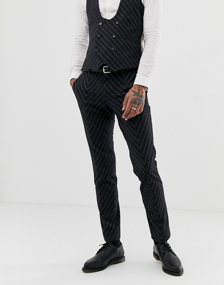 Twisted Tailor super skinny suit trousers in cut and sew pinstripe