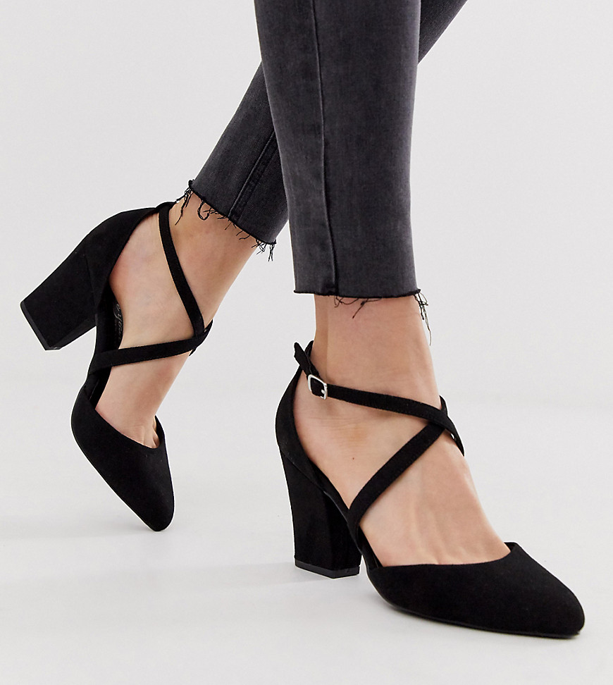 New Look Wide Fit strappy heeled shoes in black