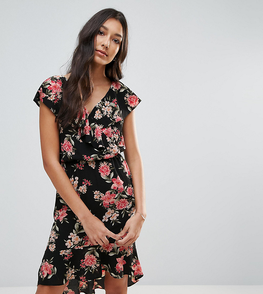 Oh My Love Tall Floral Frill Detail Pephem Dress - Large nude floral