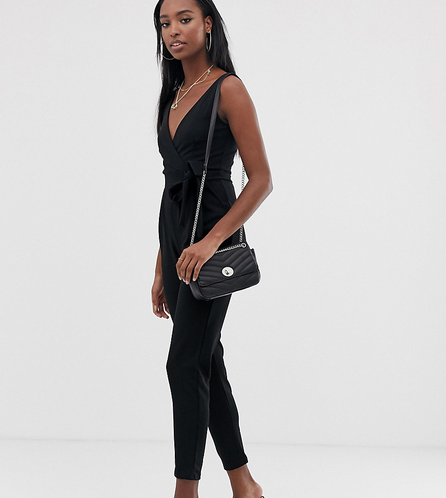 Outrageous Fortune Tall tie waist jumpsuit in Black