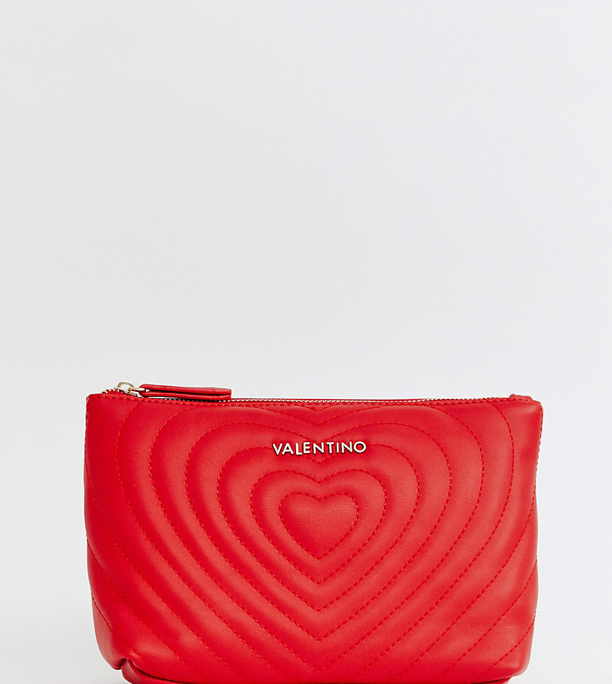 Valentino by Mario Valentino red heart quilted make up bag