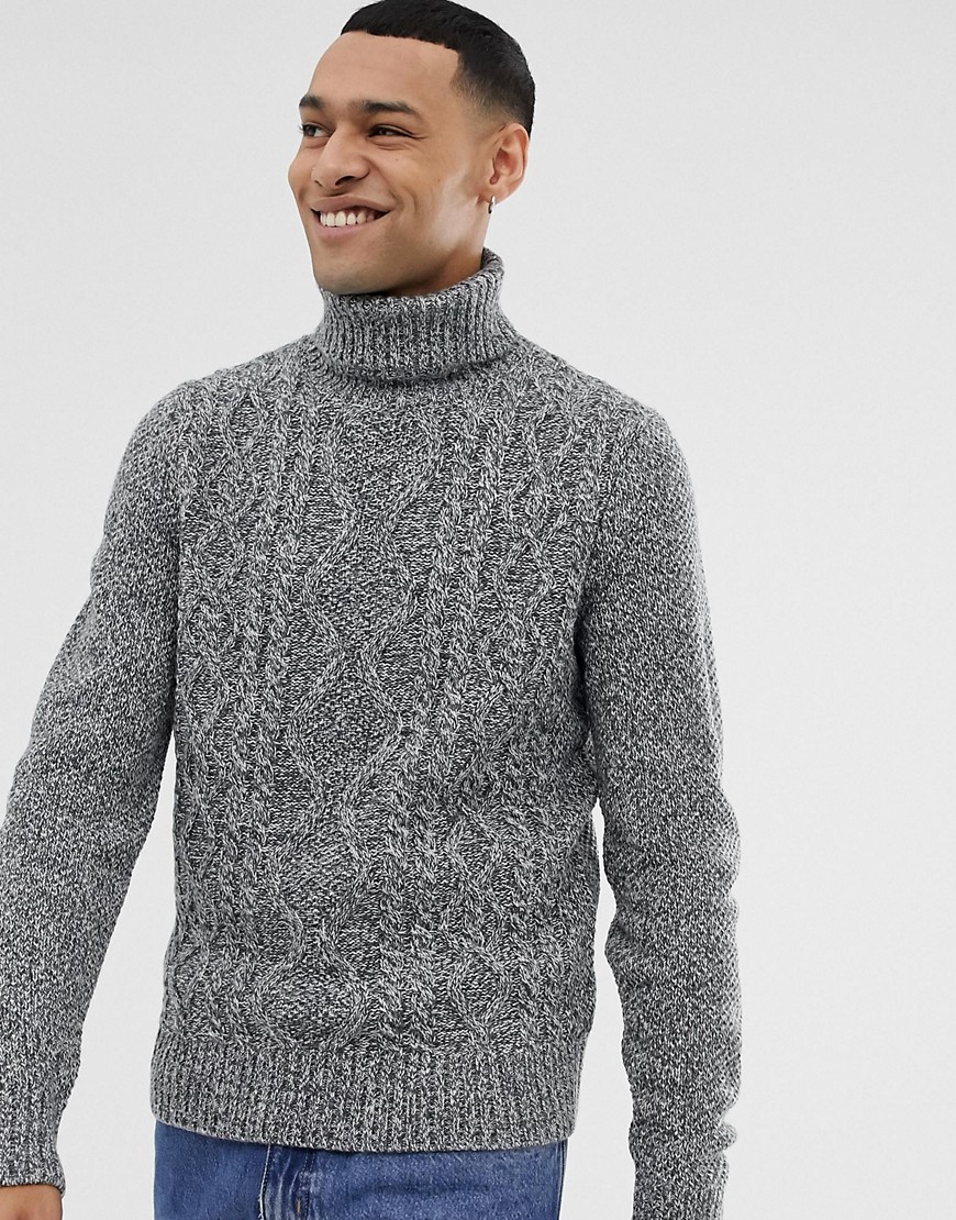 Pier One cable knit jumper with turtle neck in grey